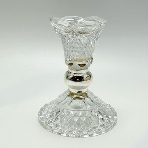 Crystal glass candle holder.
